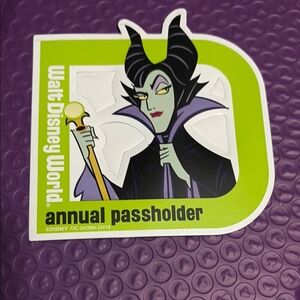 Disney Maleficent Passholder Sticker - Green and Purple
